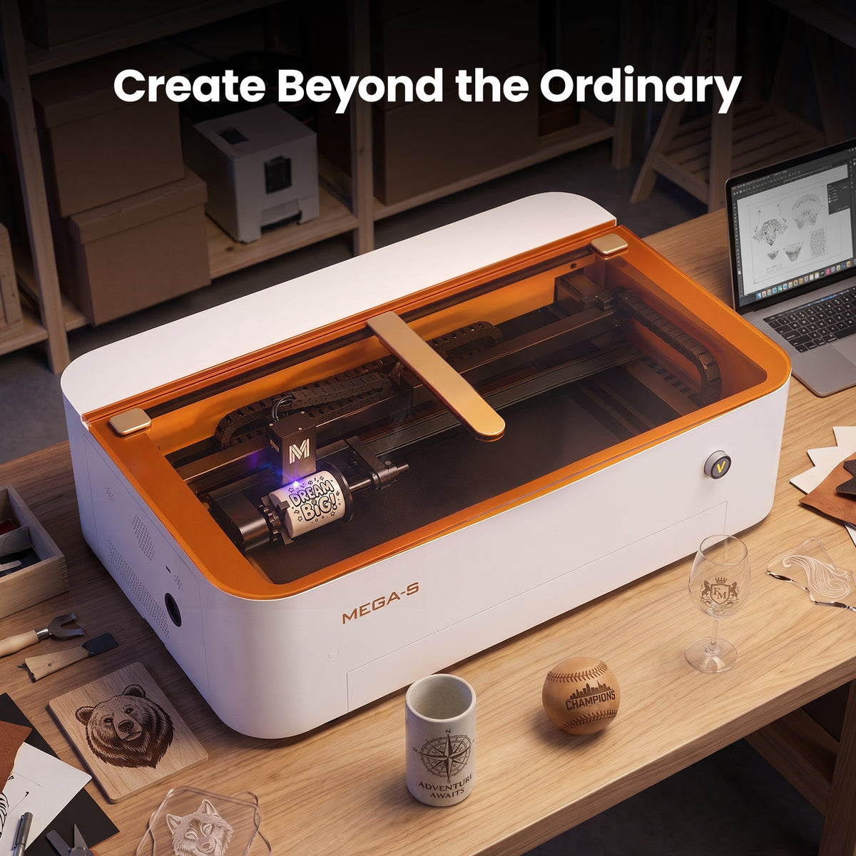 Monport Laser Rotary Axis for MEGAS Desktop CO2 Laser Engraver