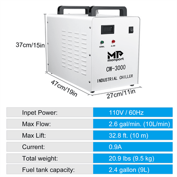 Monport 9L CW-3000 Water Cooling System with Air Purifier Laser Fume Extractor