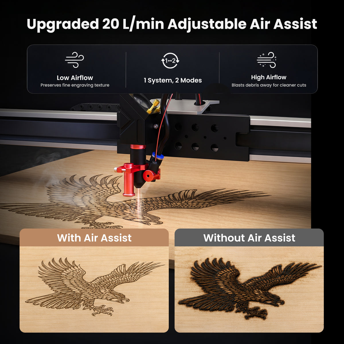 Brand New Monport Reno 45W Desktop CO2 Laser Engraver (16"×12") | Built-In Water Cooling, Magnetic Assisted Focus