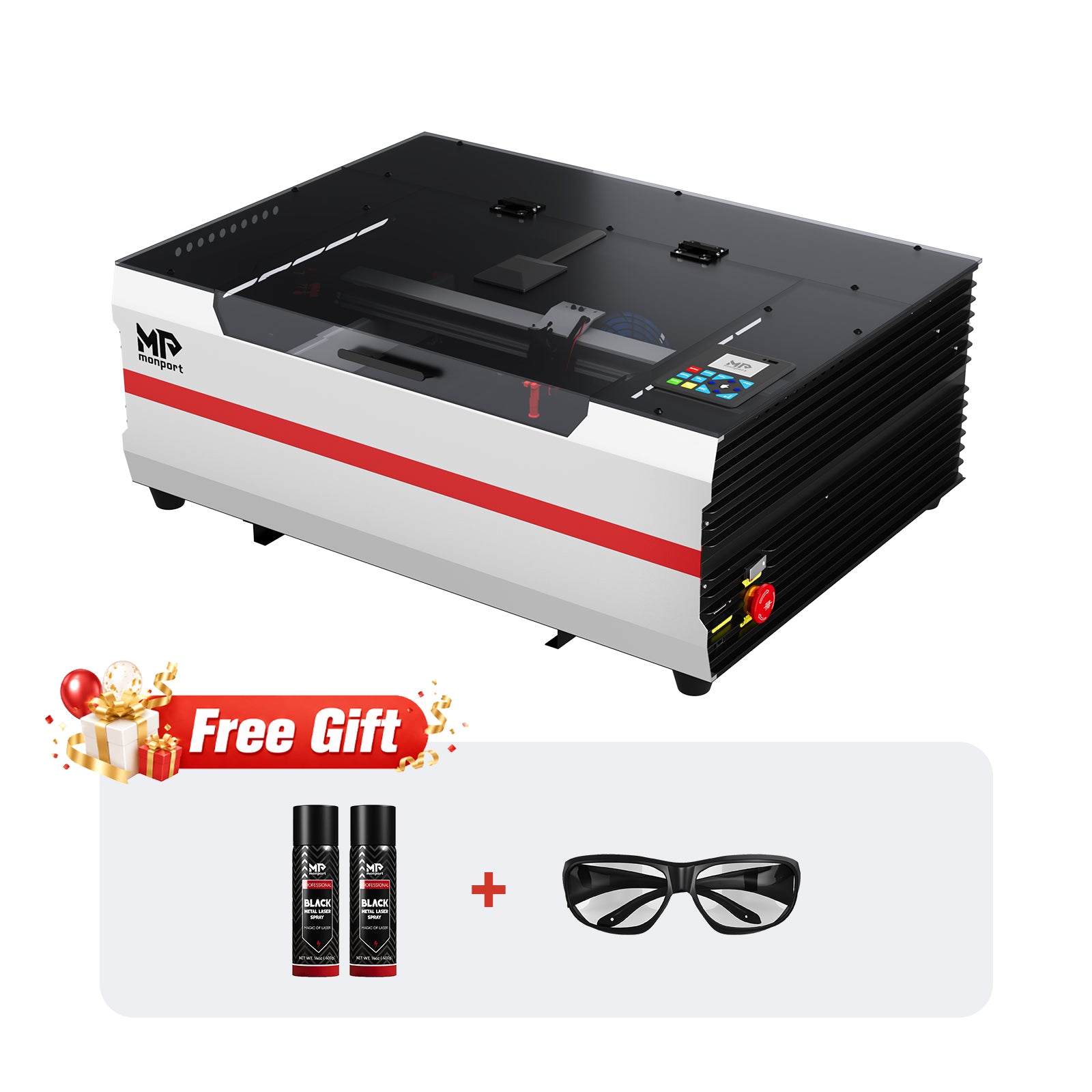 Monport Reno45 Pro Vision 45W Desktop CO2 Laser Engraver & Cutter (16" X 12") with 8MP HD Camera and Magnetic Assisted Focus