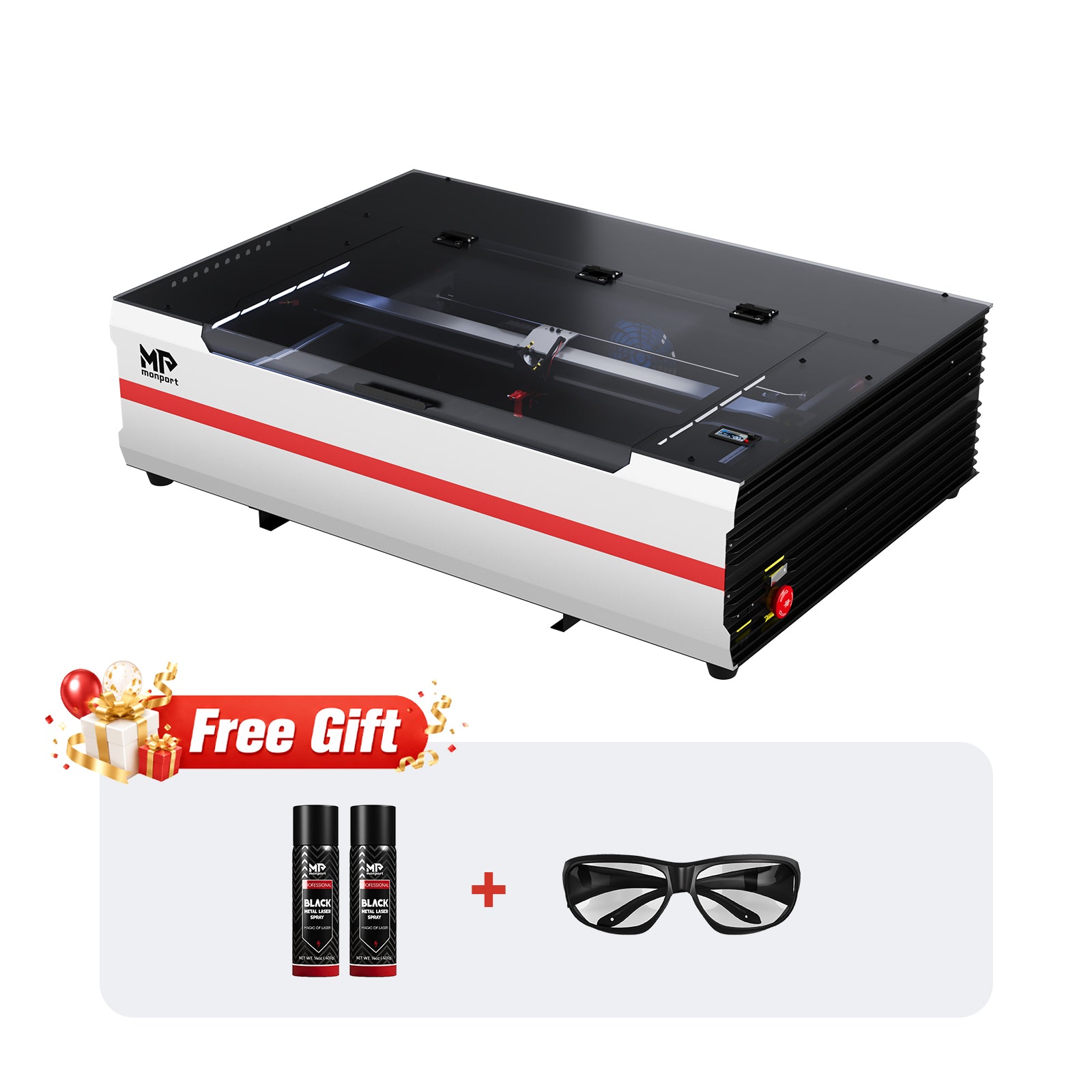 Brand New Monport Reno65 65W Desktop CO2 Laser Engraver & Cutter (24" X 16") with Built-In Water Cooling and Magnetic Assisted Focus