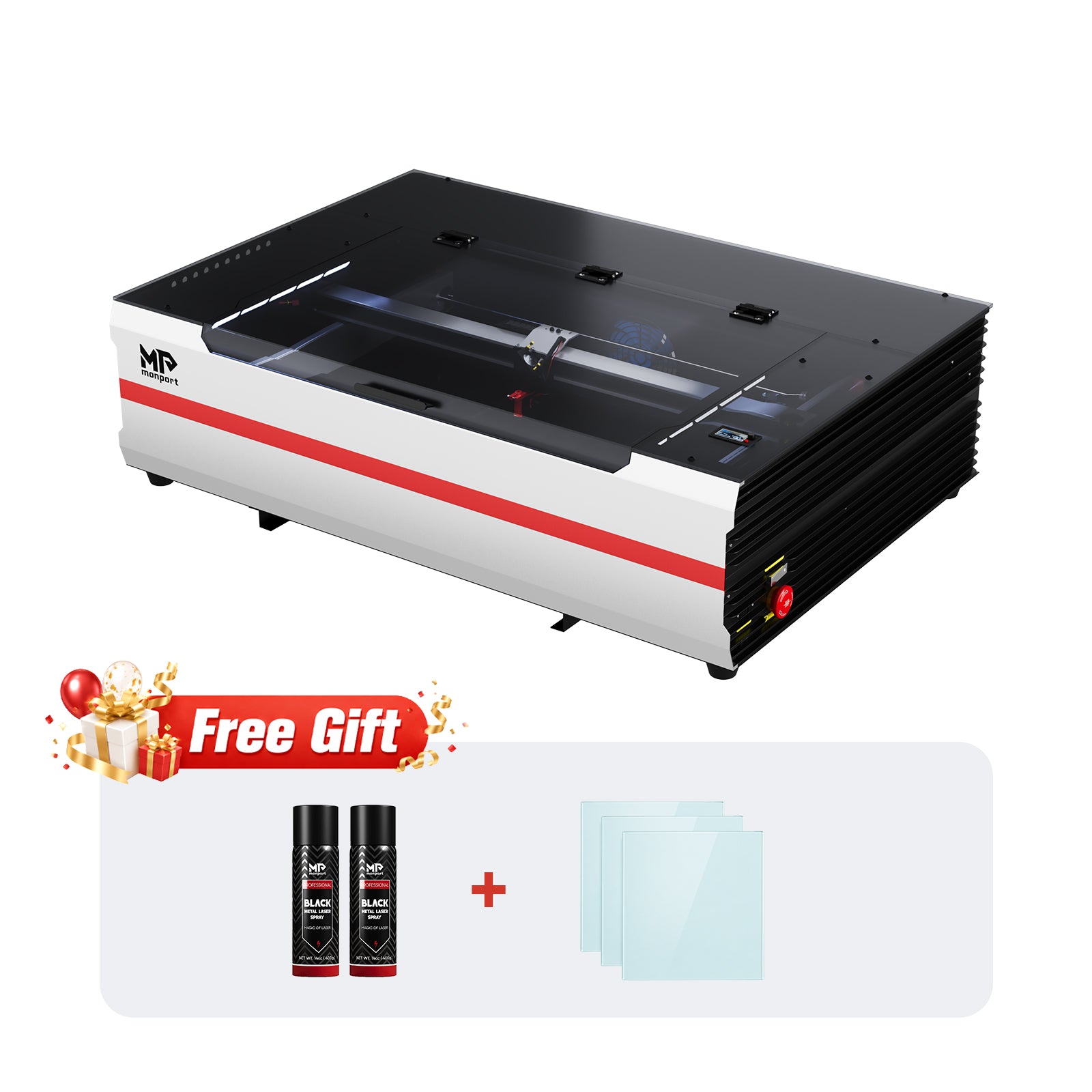 Brand New Monport Reno65 65W Desktop CO2 Laser Engraver & Cutter (24" X 16") with Built-In Water Cooling and Magnetic Assisted Focus