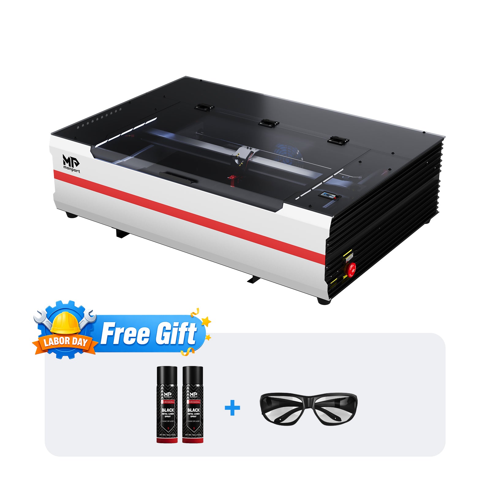 Brand New Monport Reno65 65W Desktop CO2 Laser Engraver & Cutter (24" X 16") with Built-In Water Cooling and Magnetic Assisted Focus