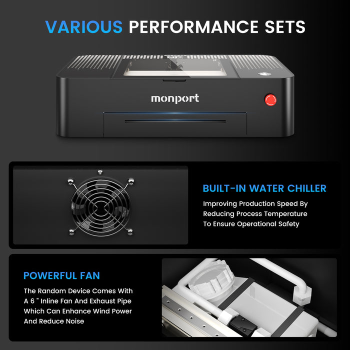 MONPORT ONYX 55W Desktop CO2 Laser Engraver with Autofocus