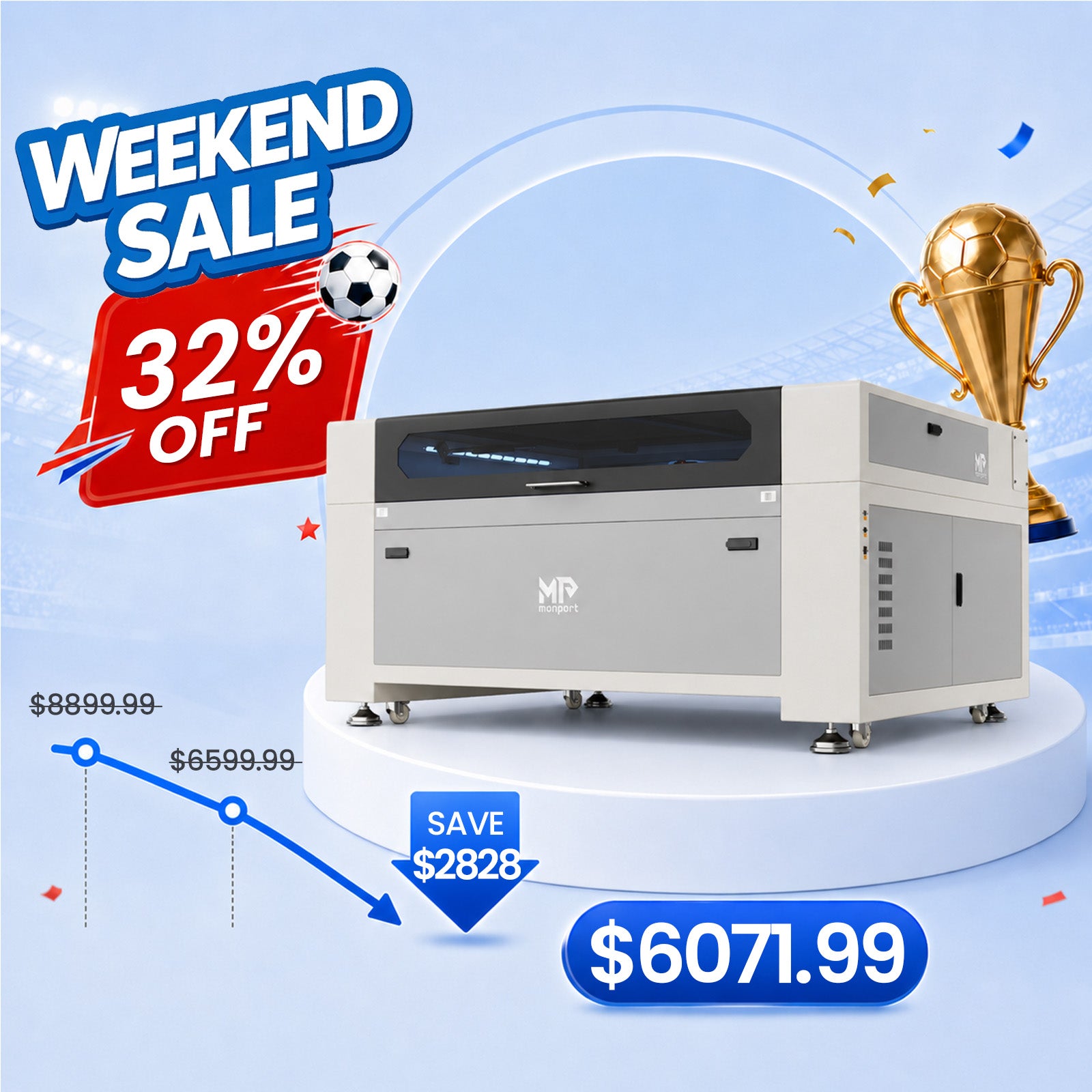 Monport Effi13S Upgraded 130W CO2 Laser Engraver & Cutter (51