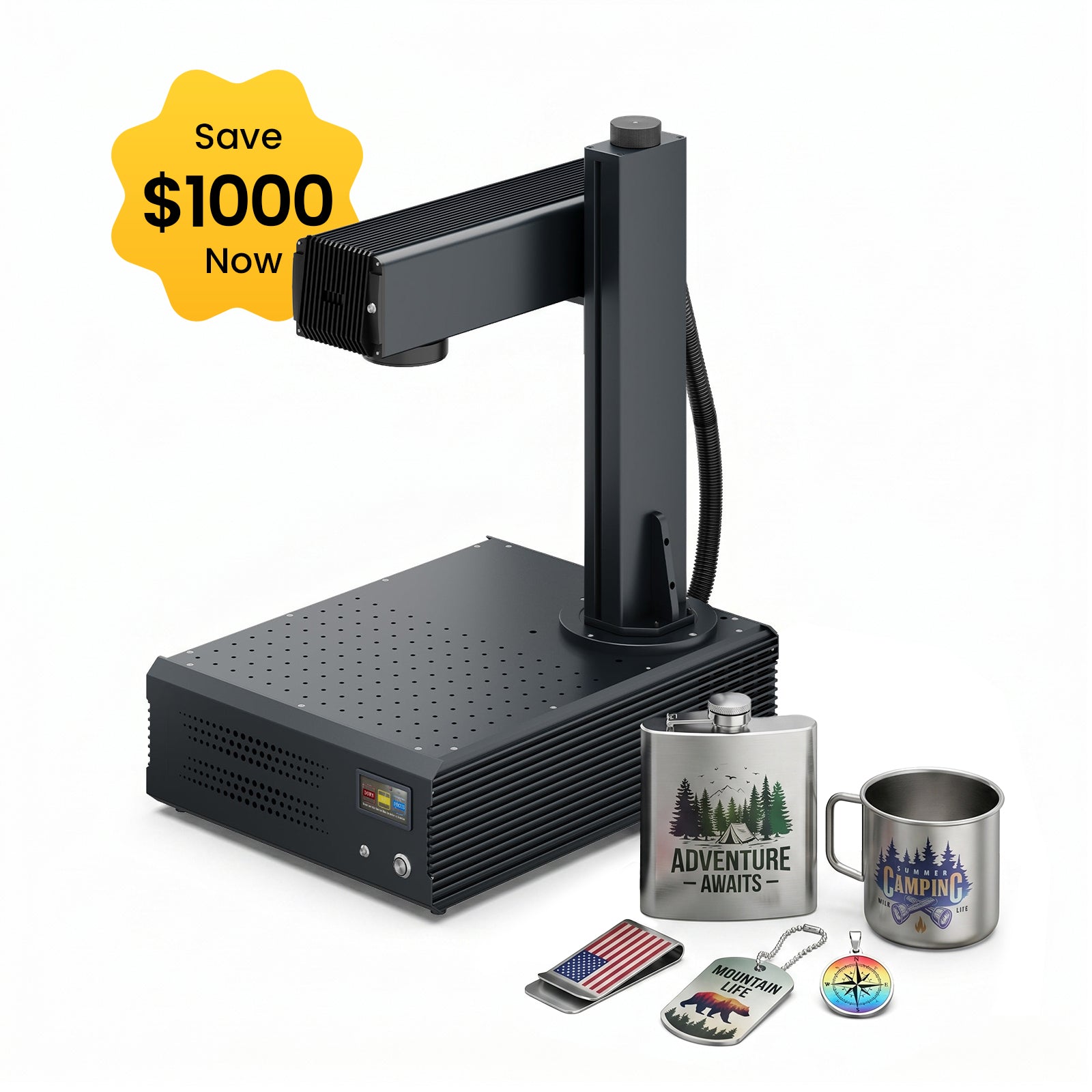 Monport GA 100W MOPA Fiber Laser Integrated Engraver & Color Marking Machine with AutoFocus