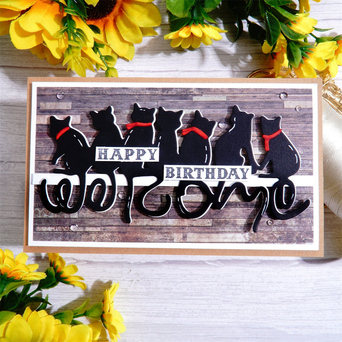 Happy Birthday with Black Cats Laser Cutting File