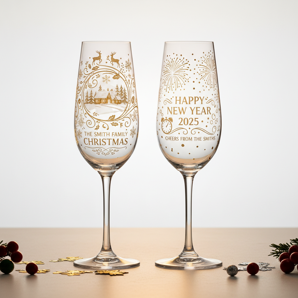 Holiday Champagne Glass Set
