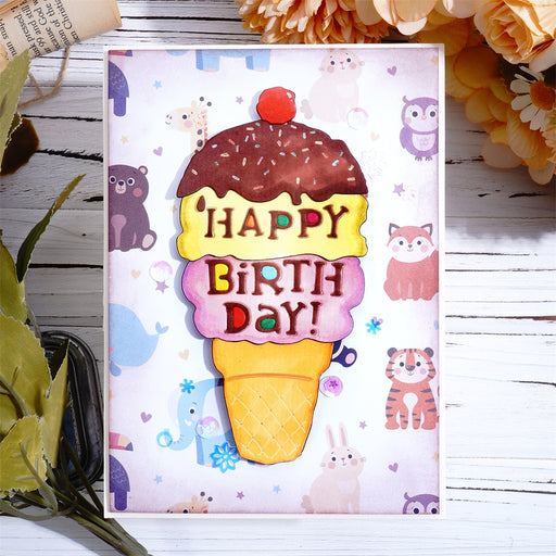 Happy Birthday in Ice Cream Laser Cutting File