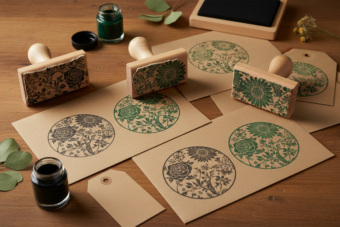 Laser Engraved Botanical Rubber Stamps