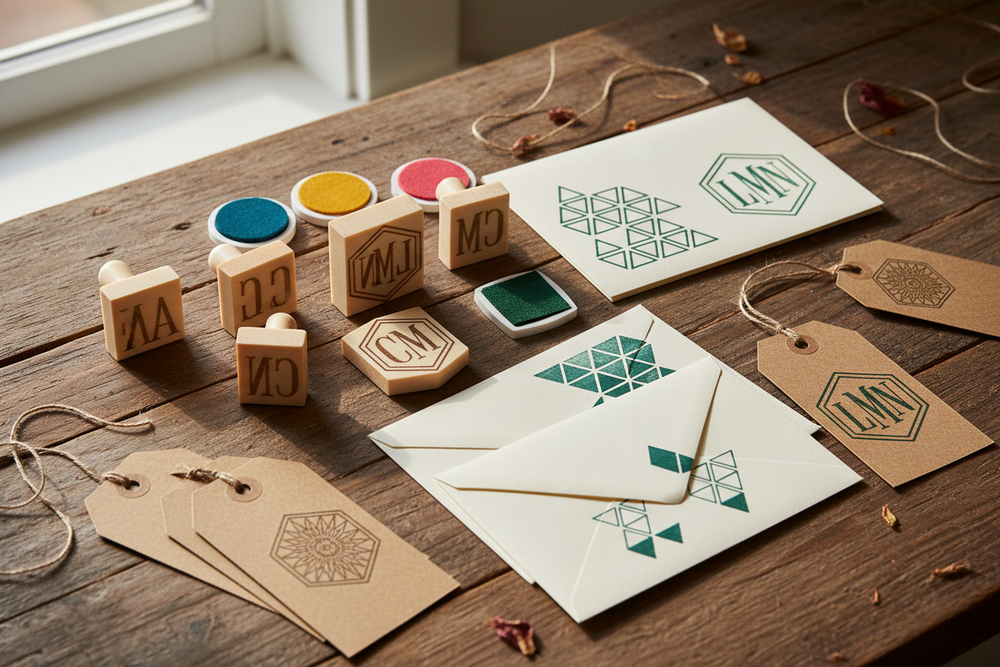 Laser Engraved Monogram Rubber Stamps
