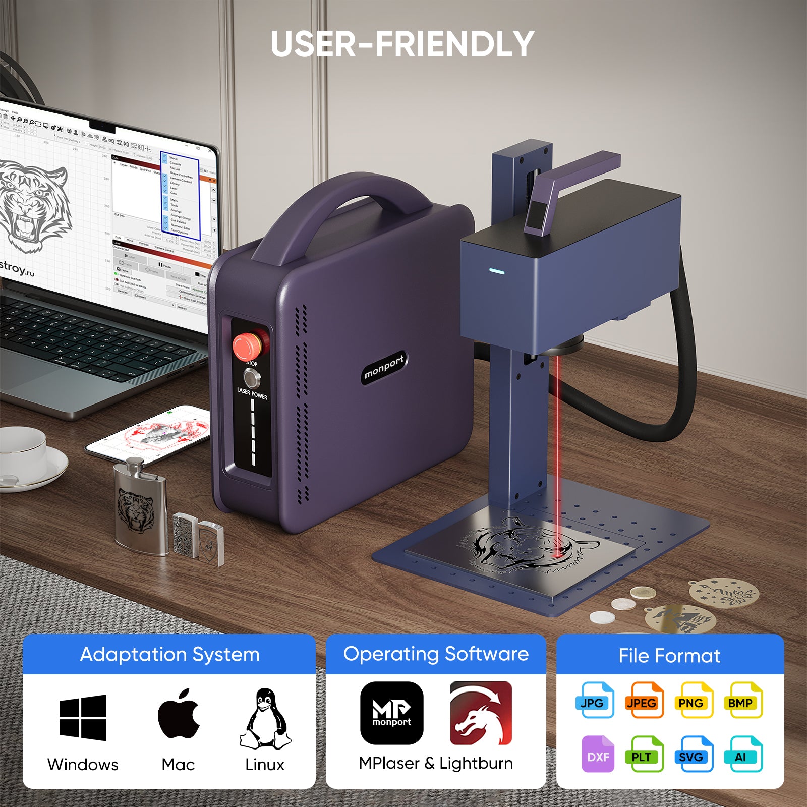 handheld fiber laser compatible with lightburn