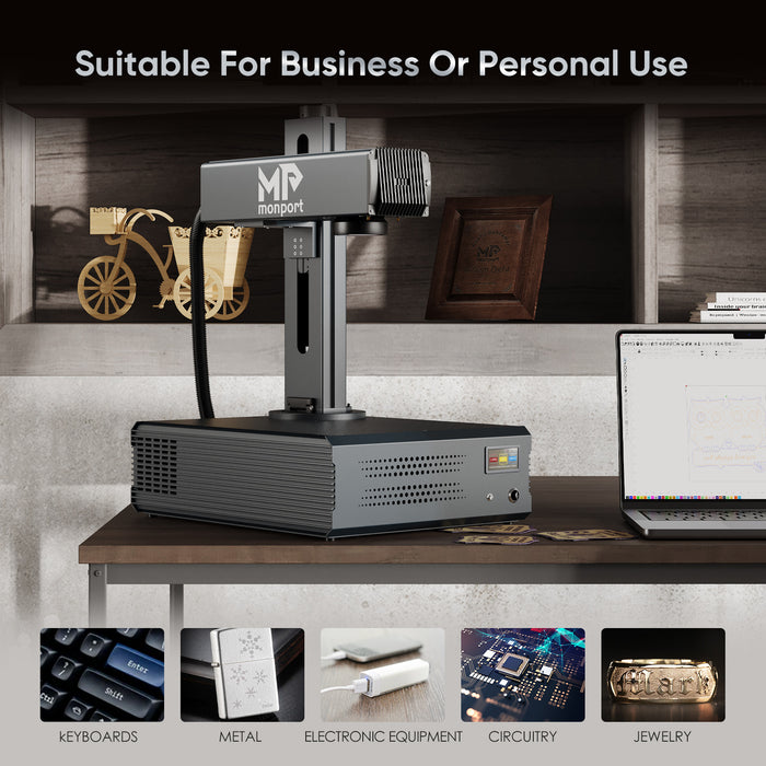 Monport GA 100W Upgraded Integrated MOPA Fiber Laser Engraver & Marking Machine with Auto Focus (M85, M52, M55)