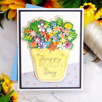 Mother's Day Metal Cutting Dies With Potted Flowers