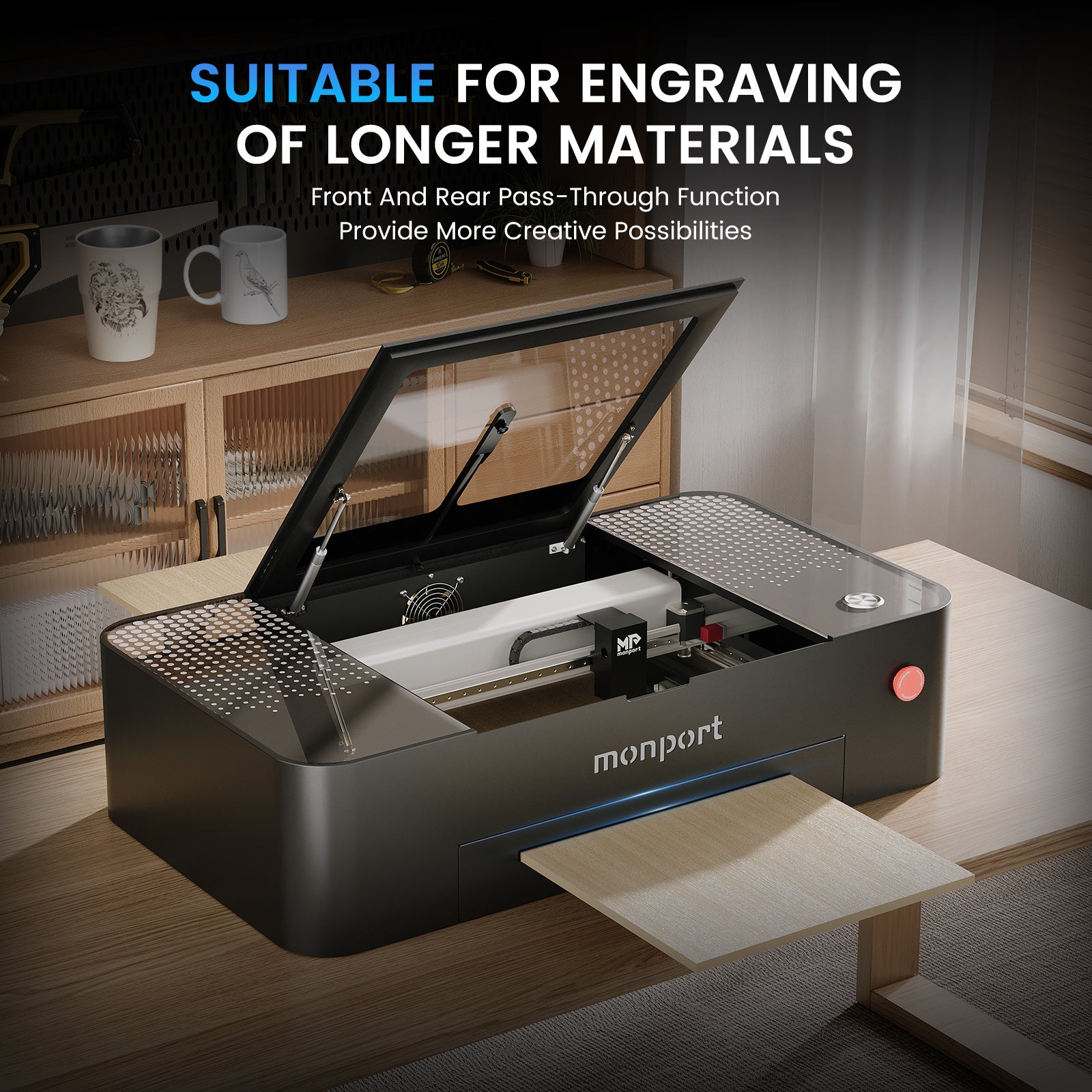 MONPORT ONYX 55W Desktop CO2 Laser Engraver with Autofocus