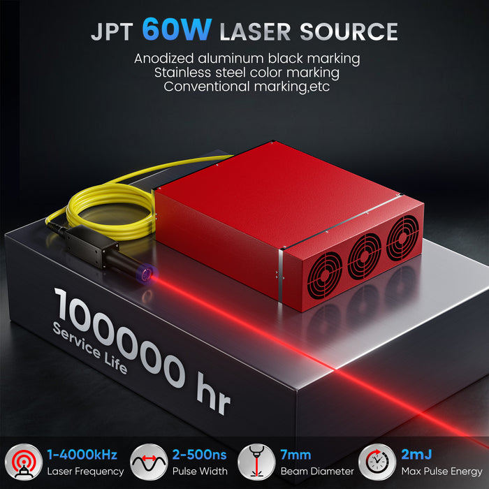 Monport GA 60W Upgraded Integrated MOPA Fiber Laser Engraver & Marking Machine with Auto Focus