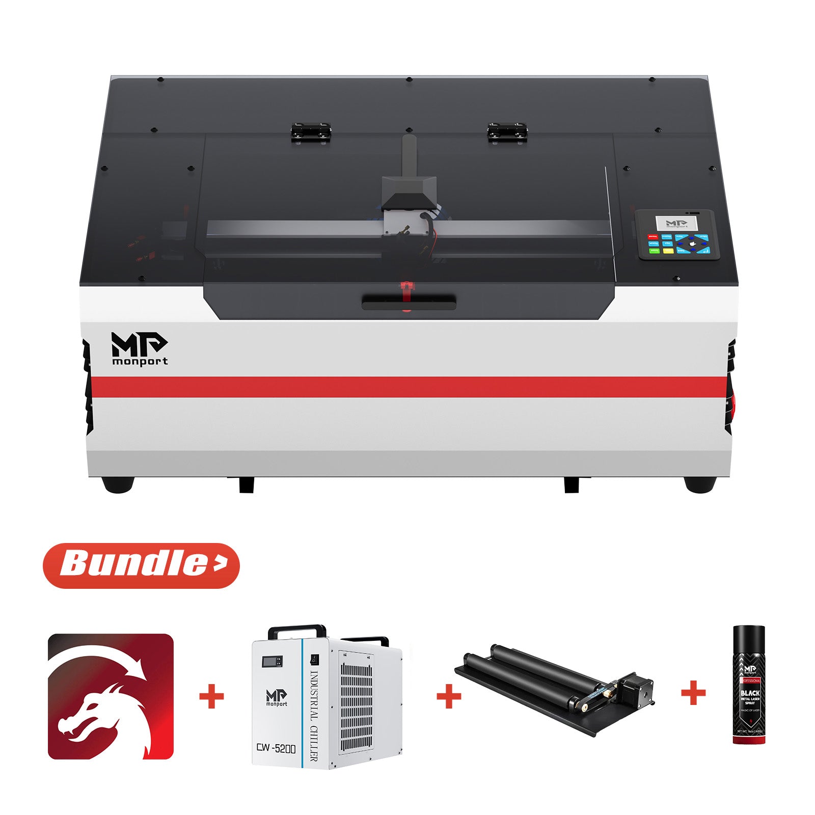 Bundle Sale | Monport Reno45 Pro Vision 45W Desktop CO2 Laser Engraver & Cutter (16" X 12") with 8MP HD Camera and Magnetic Assisted Focus