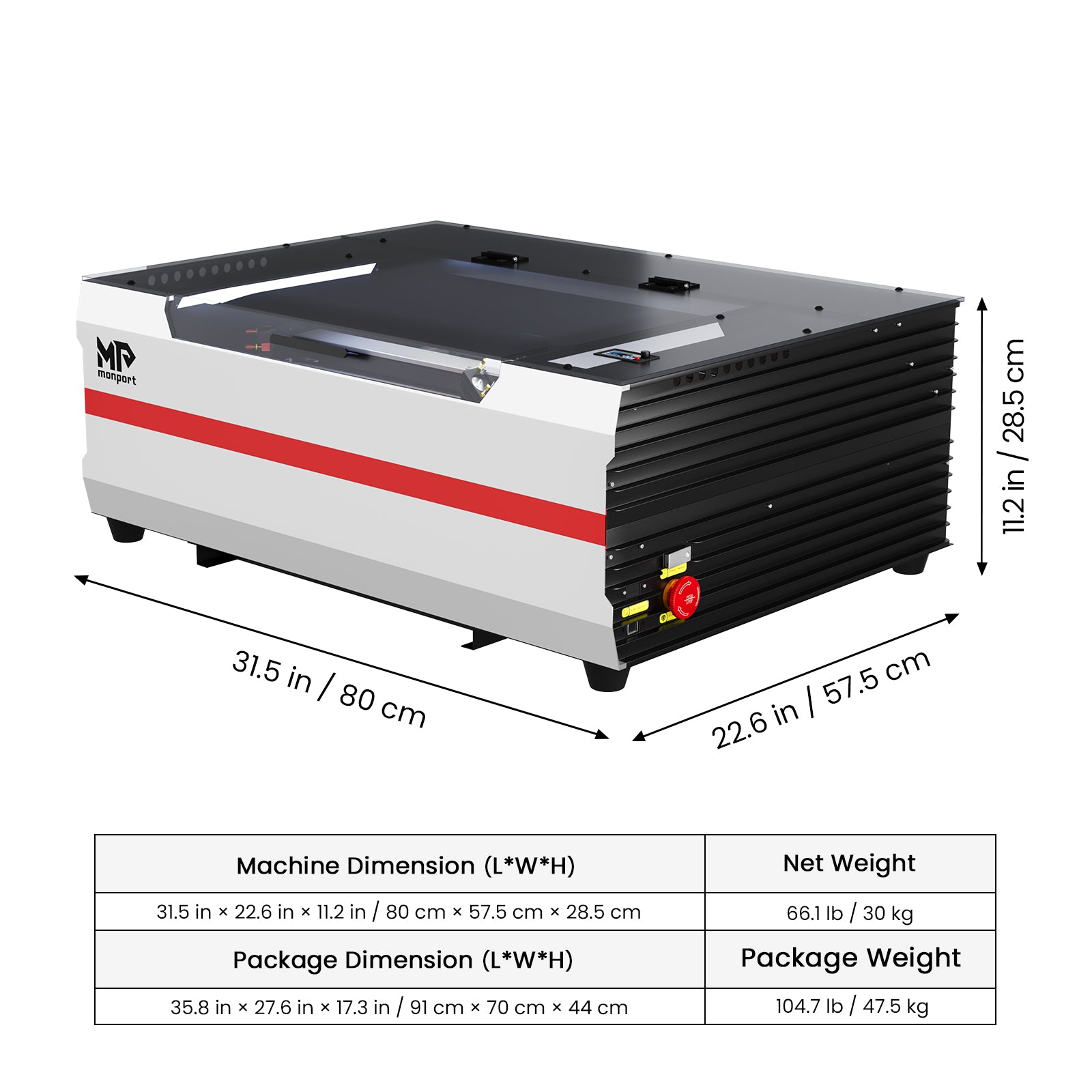 Monport Reno45 45W Desktop CO2 Laser Engraver & Cutter (16" X 12") with Magnetic Assisted Focus
