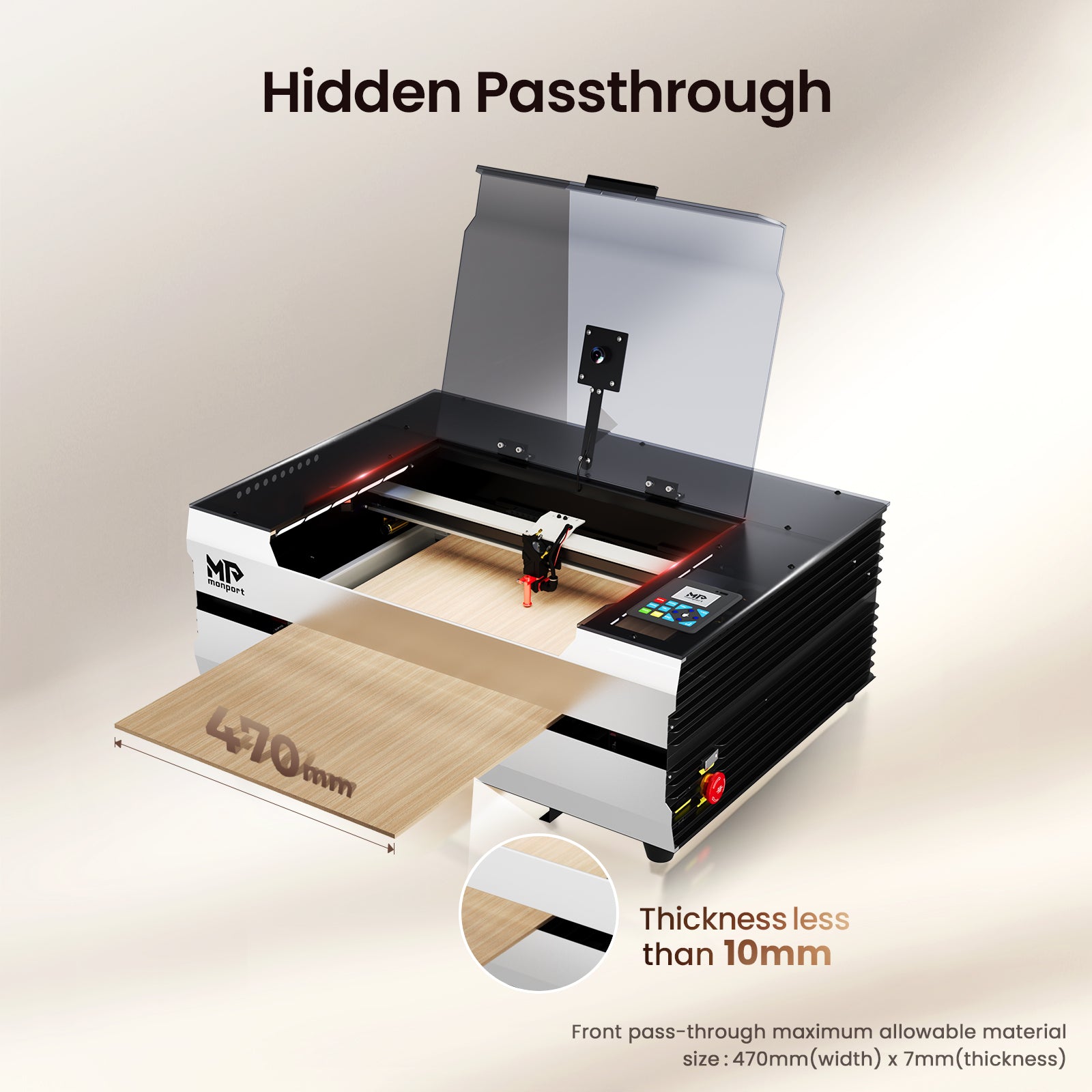 Monport Reno45 Pro Vision 45W Desktop CO2 Laser Engraver & Cutter (16