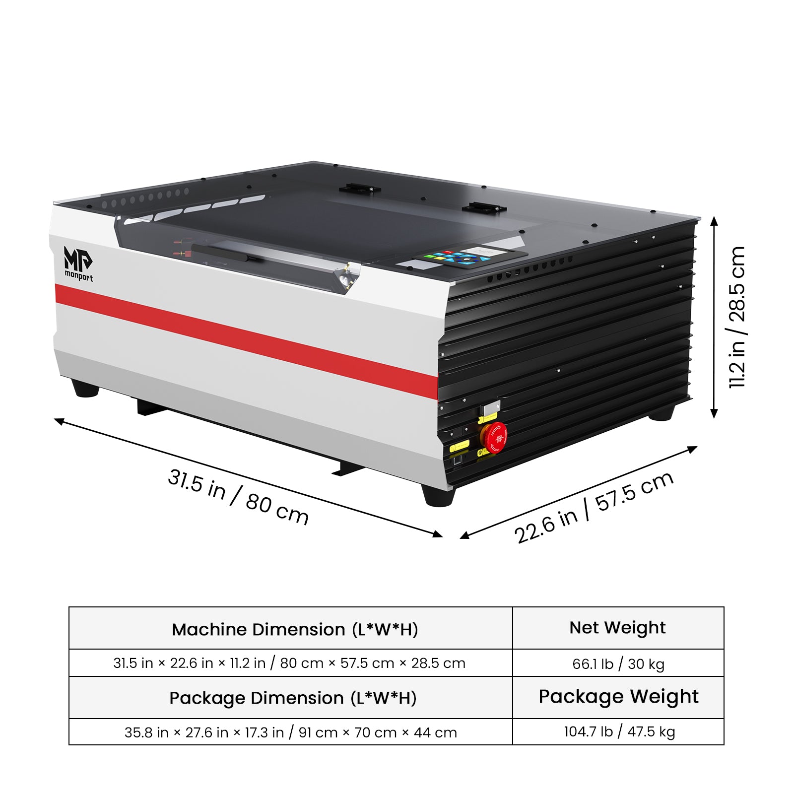 Monport Reno45 Pro 45W Desktop CO2 Laser Engraver & Cutter (16" X 12") with Magnetic Assisted Focus