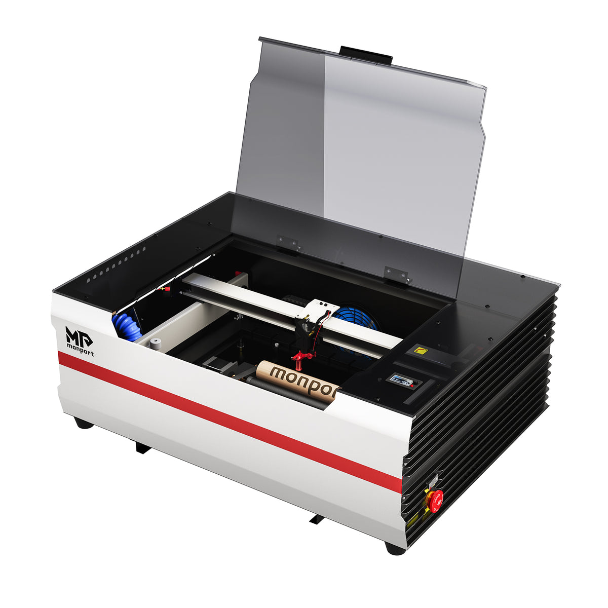 Brand New Monport Reno45 45W Desktop CO2 Laser Engraver & Cutter (16" X 12") with 3L Built-In Water Cooling and Magnetic Assisted Focus