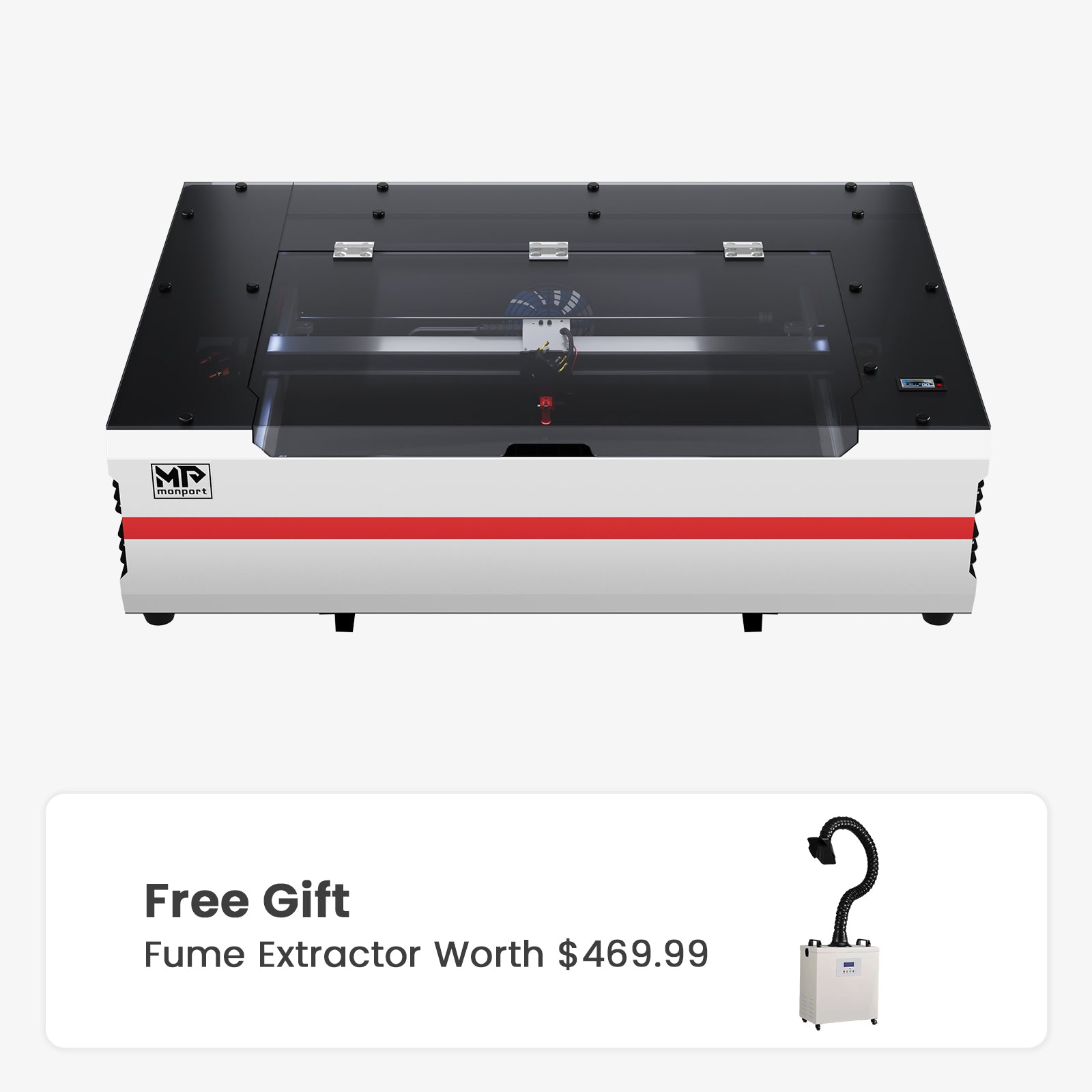Monport Reno65 65W Desktop CO2 Laser Engraver & Cutter (24" X 16") with Semi-Autofocus