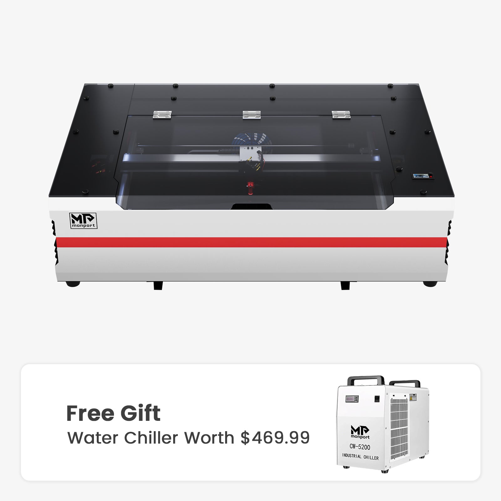 Monport Reno65 65W Desktop CO2 Laser Engraver & Cutter (24" X 16") with Semi-Autofocus