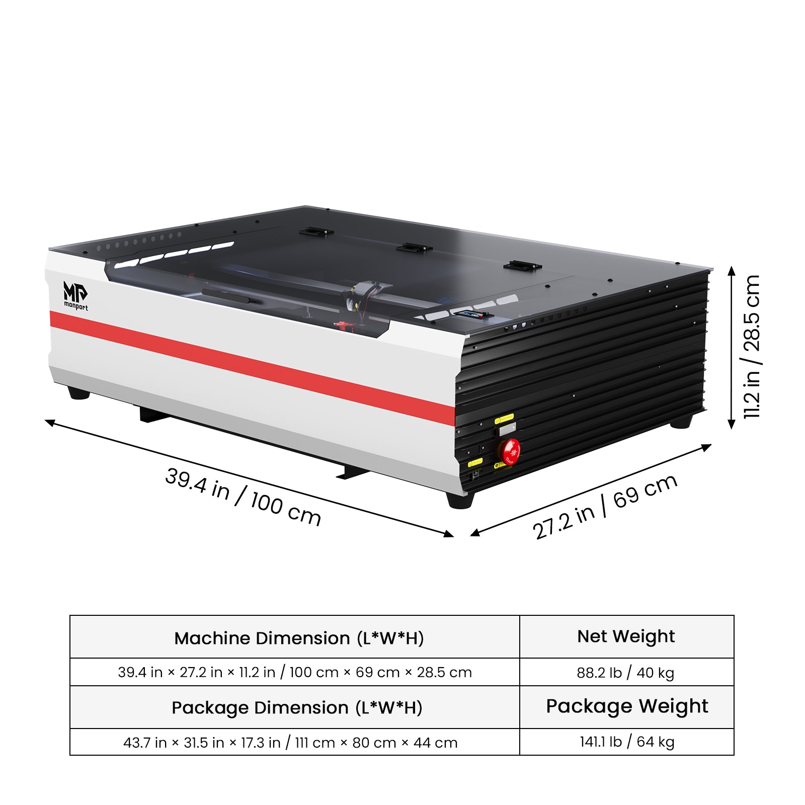 Monport Reno65 65W Desktop CO2 Laser Engraver & Cutter (24" X 16") with Magnetic Assisted Focus