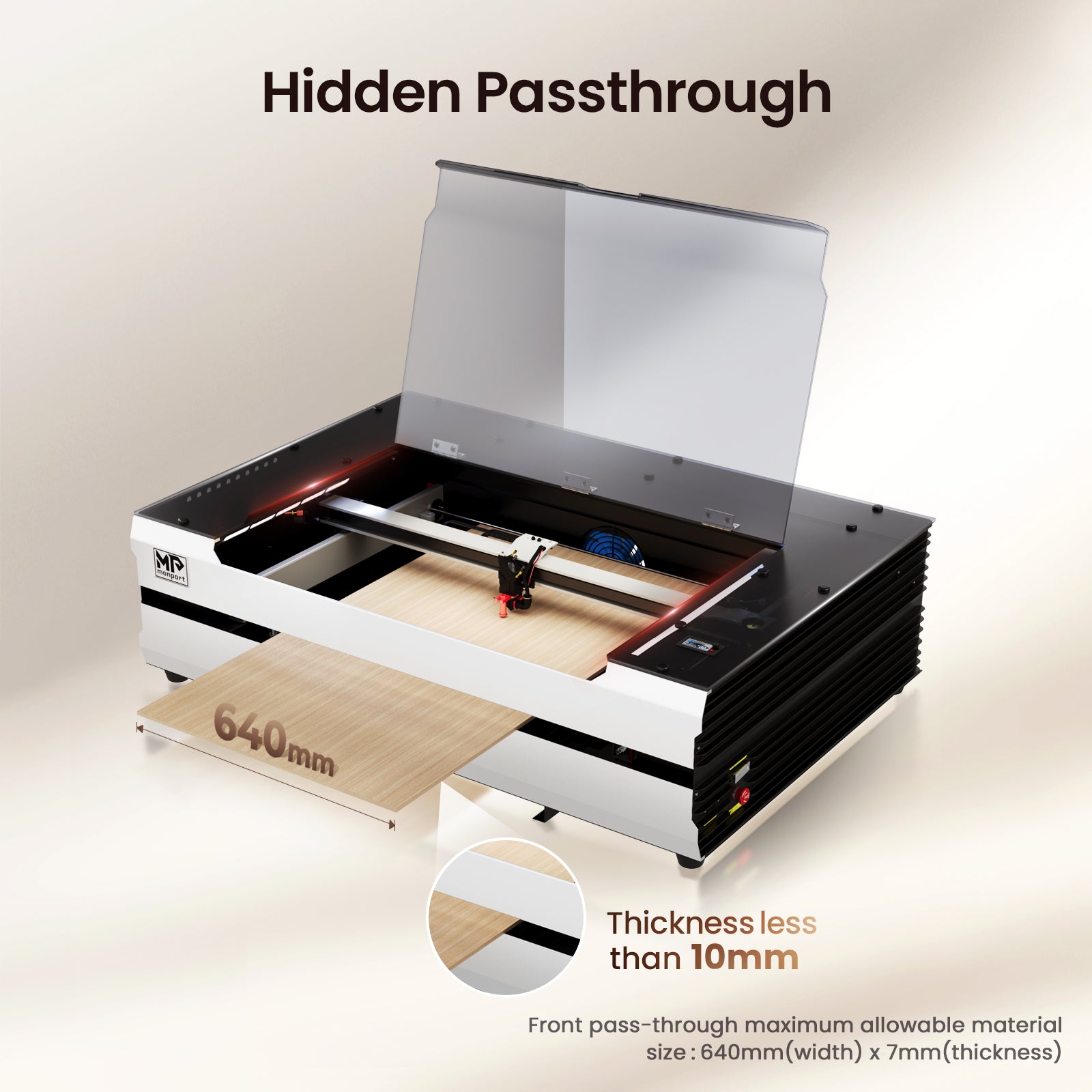 Monport Reno65 65W Desktop CO2 Laser Engraver & Cutter (24" X 16") with Magnetic Assisted Focus