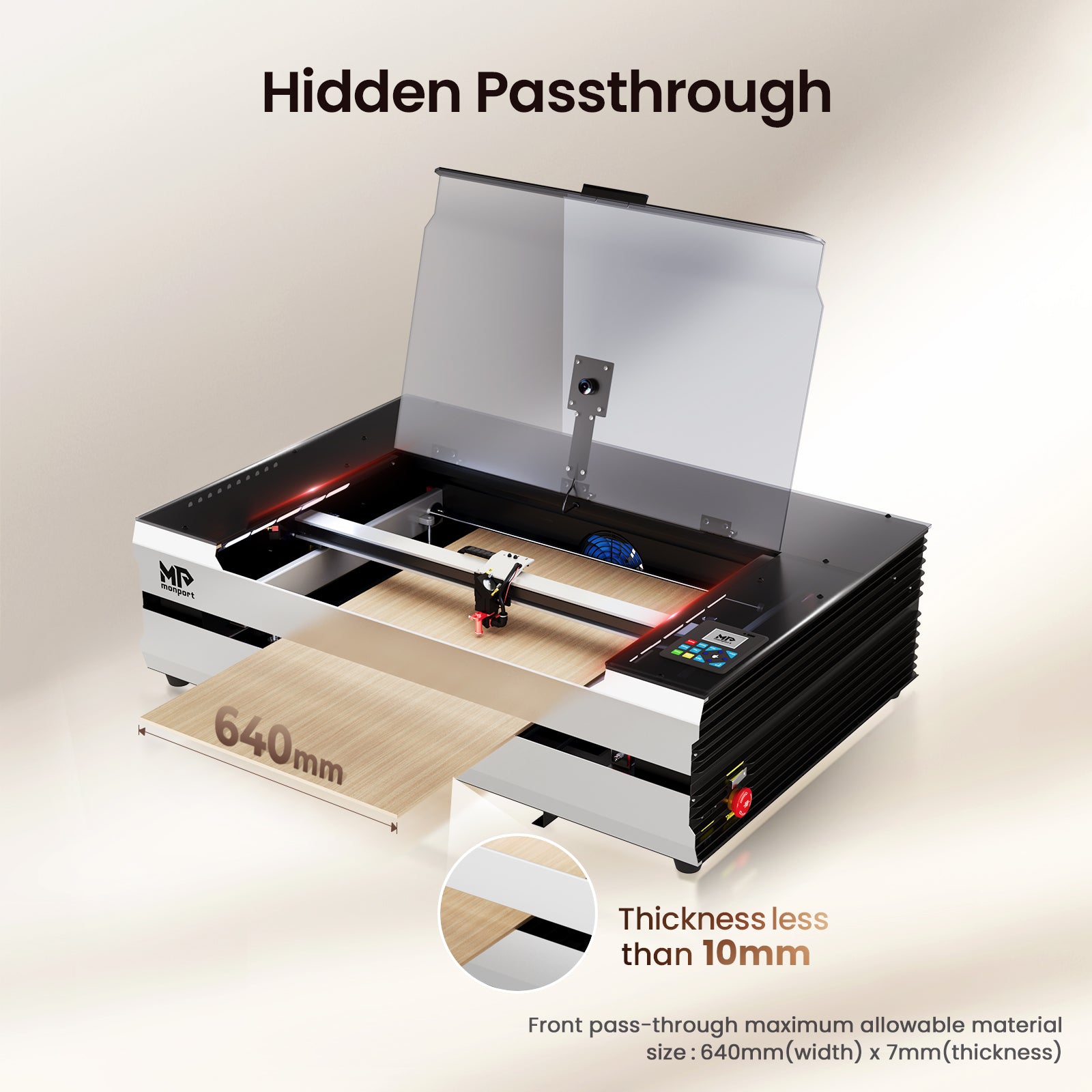 Monport Reno65 Pro Vision 65W Desktop CO2 Laser Engraver & Cutter (24