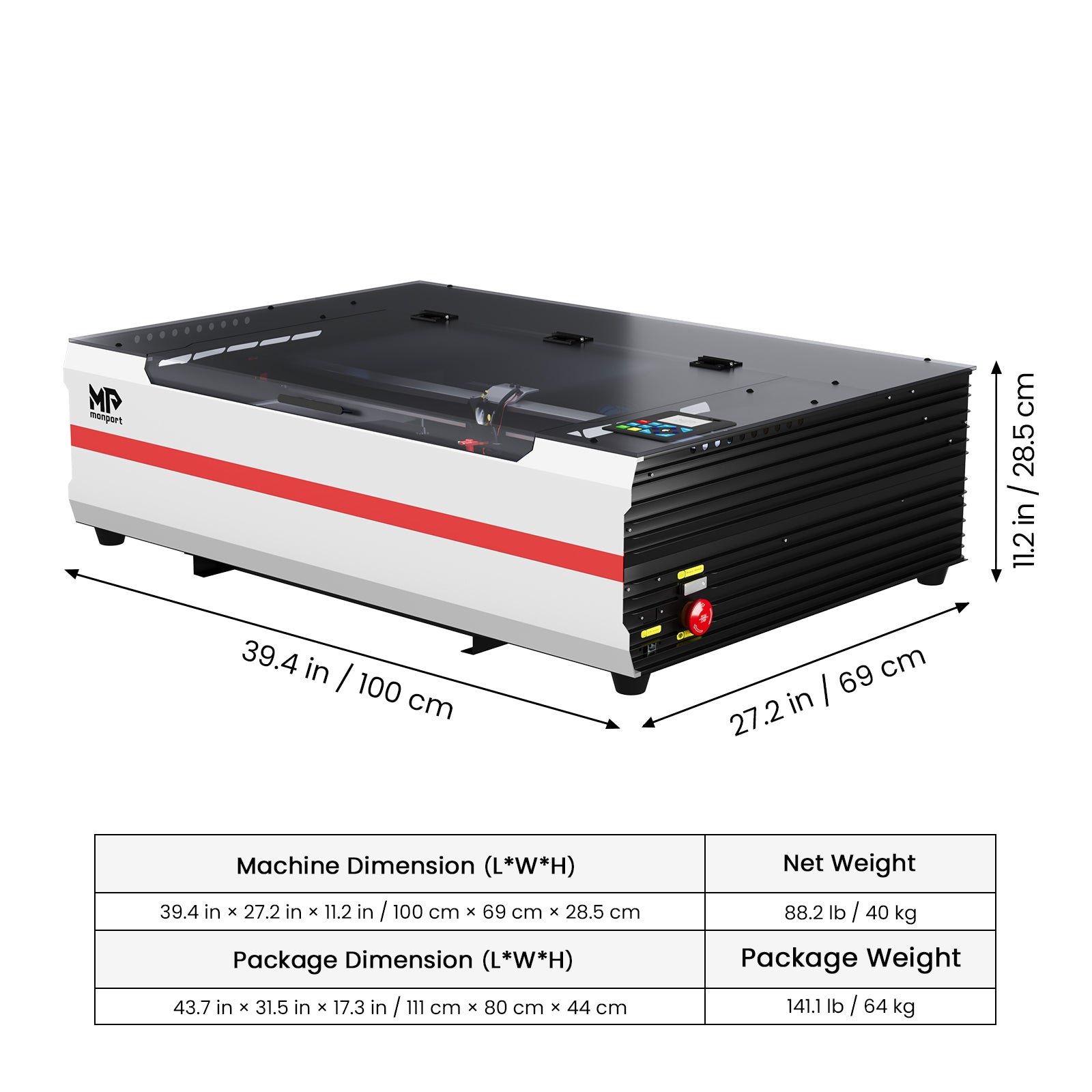 Monport Reno65 Pro 65W Desktop CO2 Laser Engraver & Cutter (24" X 16") with DSP Controller and Magnetic Assisted Focus