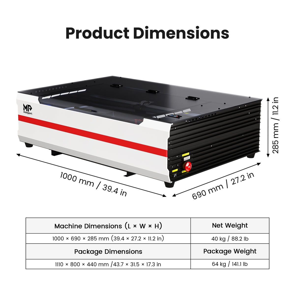 Brand New Monport Reno65 65W Desktop CO2 Laser Engraver & Cutter (24" X 16") with 3L Built-In Water Cooling and Magnetic Assisted Focus