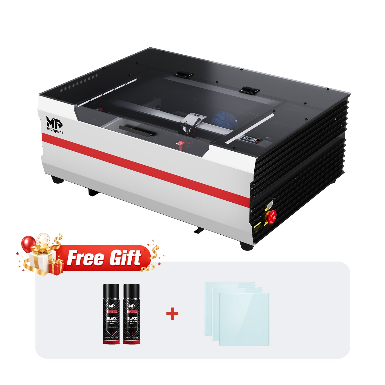 Brand New Monport Reno45 45W Desktop CO2 Laser Engraver & Cutter (16" X 12") with Built-In Water Cooling and Magnetic Assisted Focus