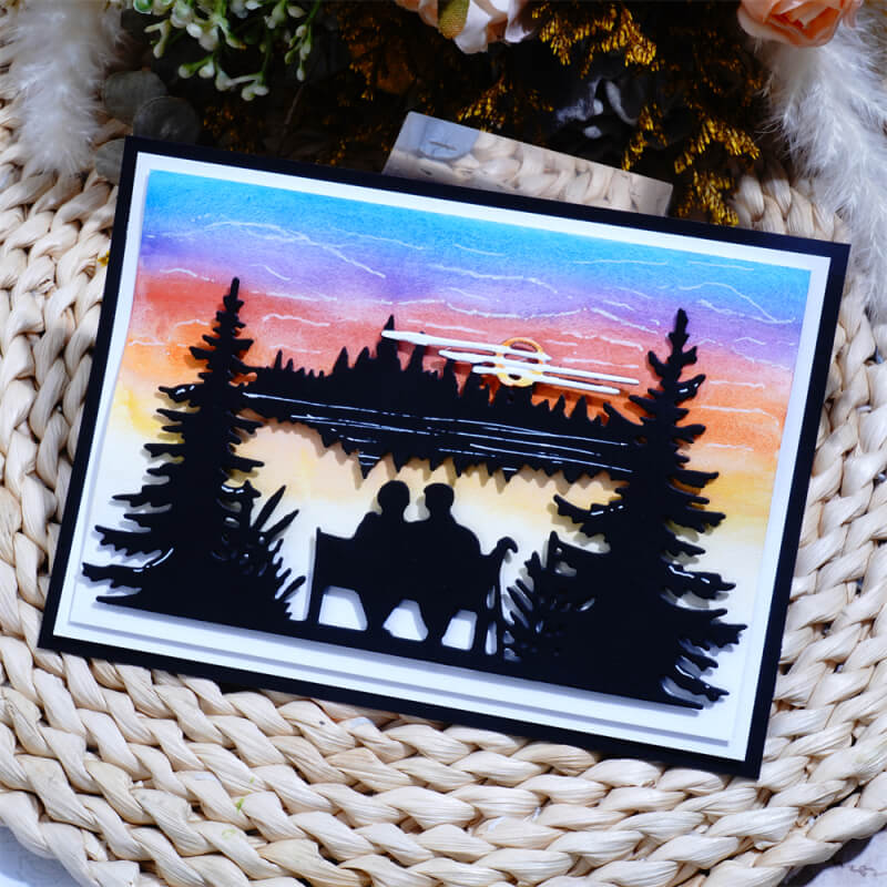 Valentine's Day-Elderly Couple Sitting In Forest Laser Cutting File