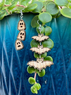 3 bats and 3 ghosts earring sets