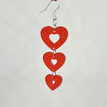 Triple heart earrings