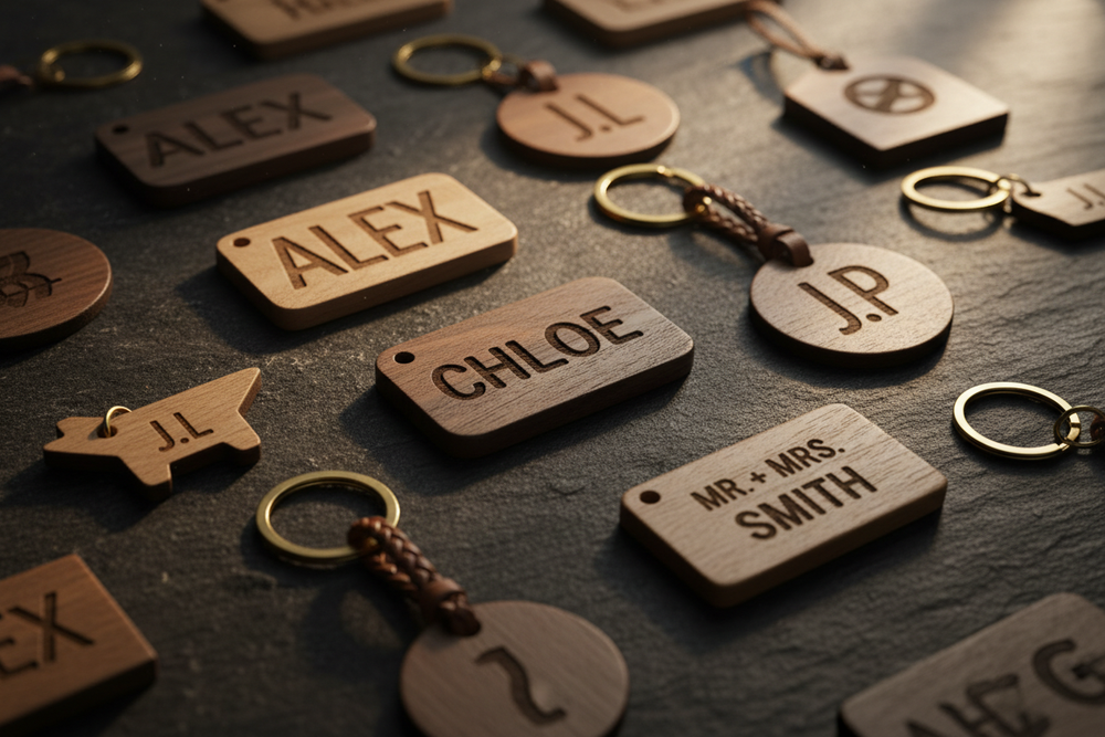 Wooden Keychains and Bag Tags