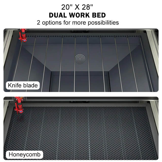 monport 60w co2 laser engraver  manual focus dual work bed 