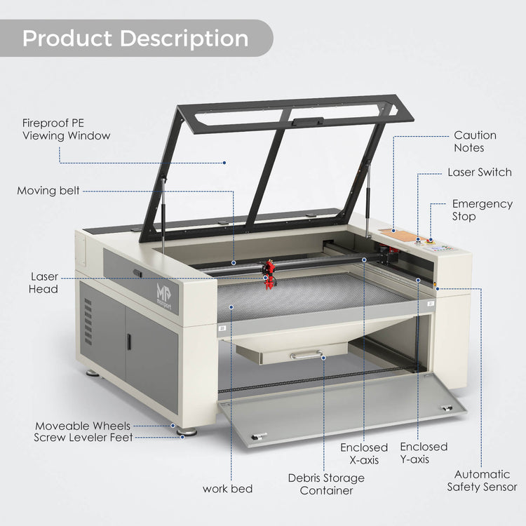 Monport 130W CO2 Laser Engraver & Cutter (55" x 35") with FDA Approved