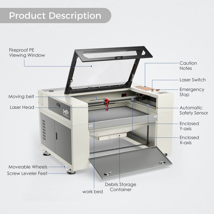 Monport 100W Built-in Chiller CO2 Laser Engraver & Cutter (40" x 24")