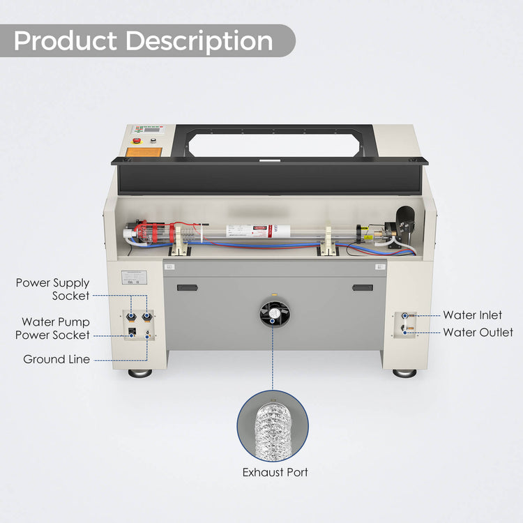 Monport 80W CO2 Laser Engraver & Cutter (36" x 24") with FDA Approved