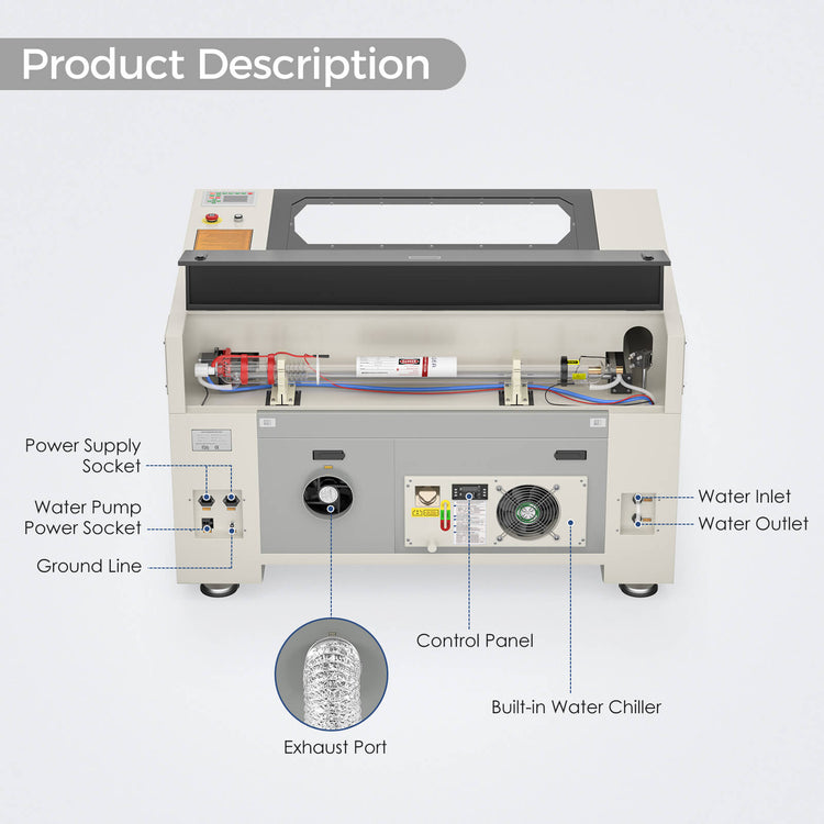 Monport 80W Built-in Chiller CO2 Laser Engraver & Cutter (36" x 24")
