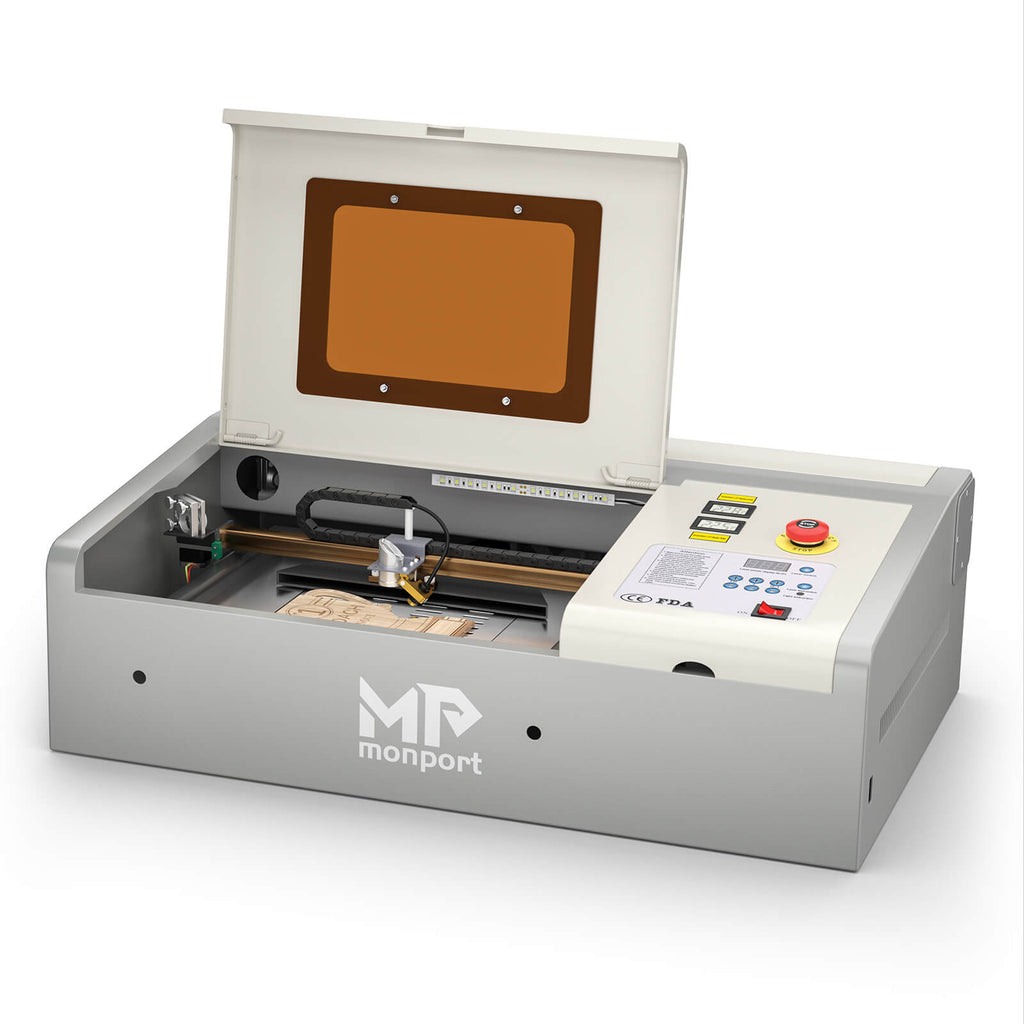 Estop Lesar Monport Desktop 40W CO2 Laser Engraver & Cutter — Monportlaser