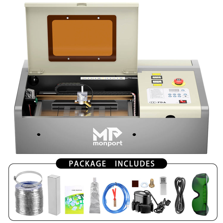 Monport 40W Red Dot (12" x 8") CO2 Laser Engraver & Cutter with FDA Approved