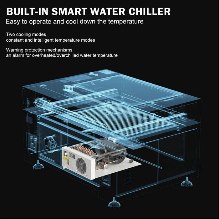monport 80w built-in chiller co2 laser engraver  cool down the temperature