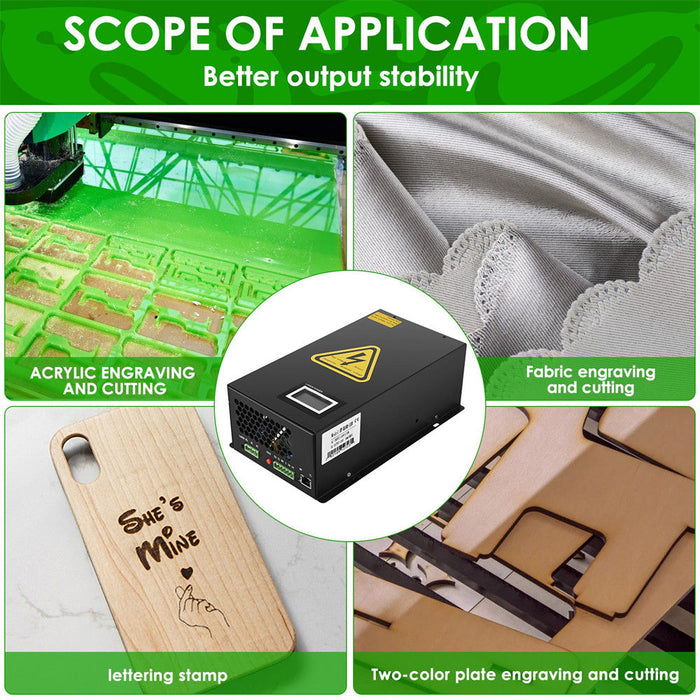 Monport 80W Laser Power Supply With Real-Time Data for CO2 Laser Engraver